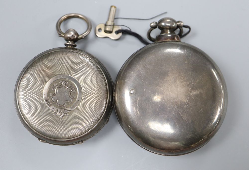 A 19th century silver pair cased keywind verge pocket watch by W.F Edmunds, London & 1 other.